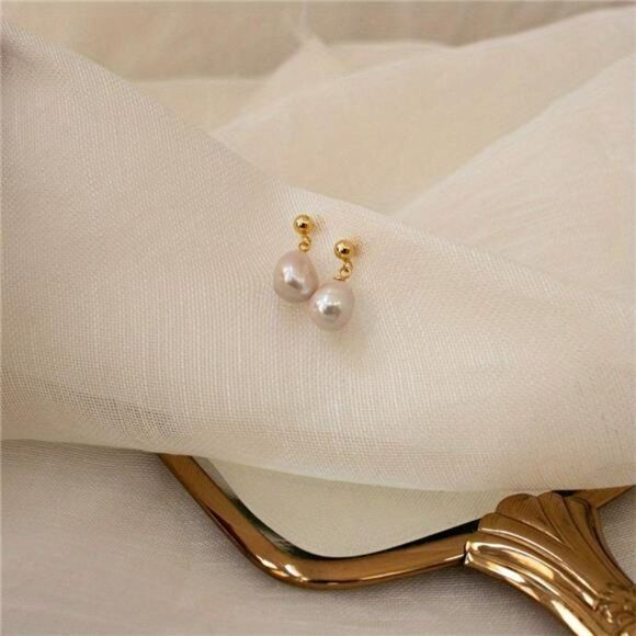 Freshwater Pearl Dainty Baroque Pearl Dangle Earrings Anniversary Gift Birthday - Picture 8 of 8